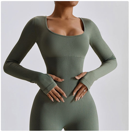 Seamless Long Sleeve Vital Yoga Jumpsuit - WolfClub